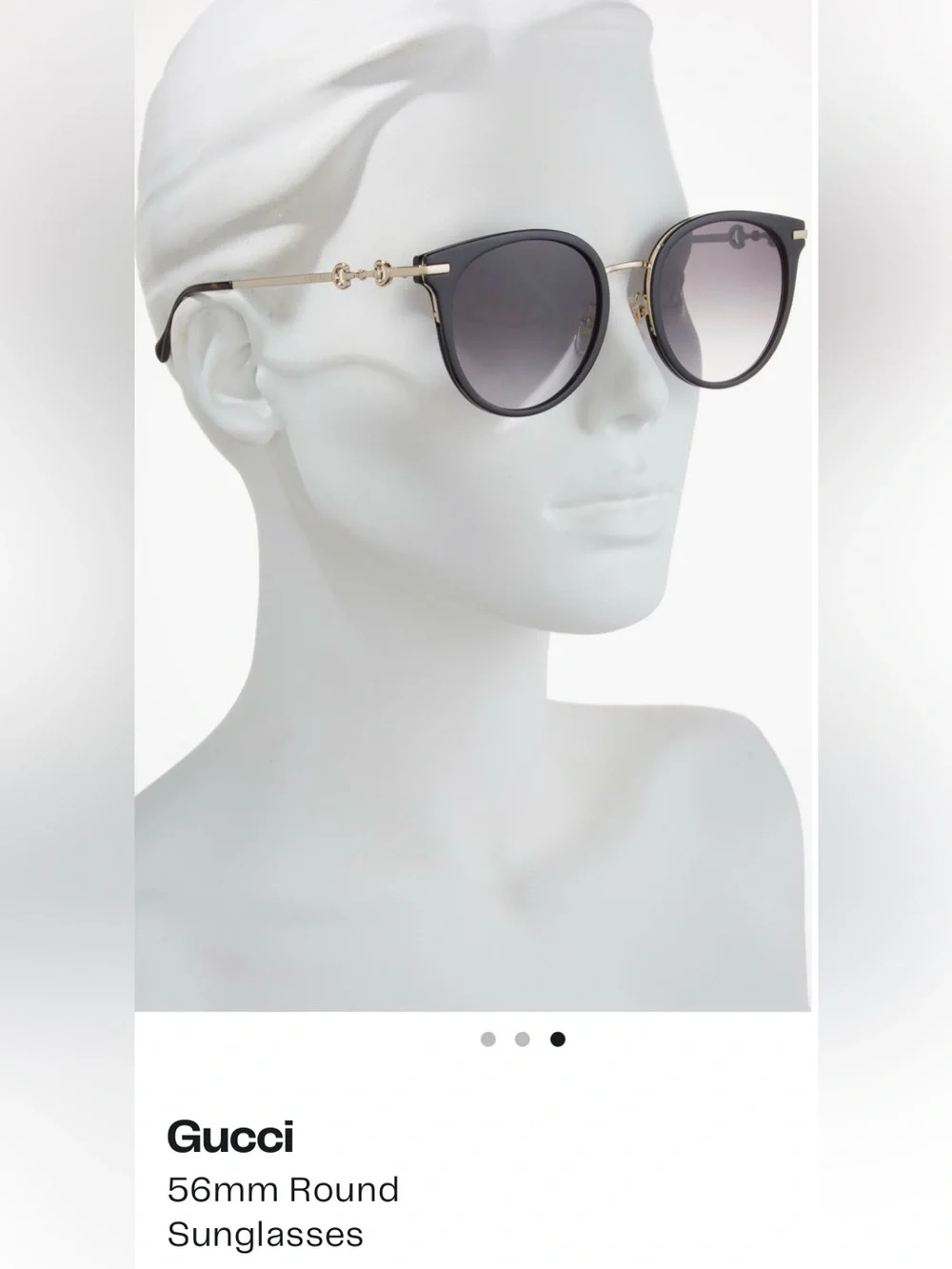 Gucci 56mm Round Sunglasses Havana Gold Brown